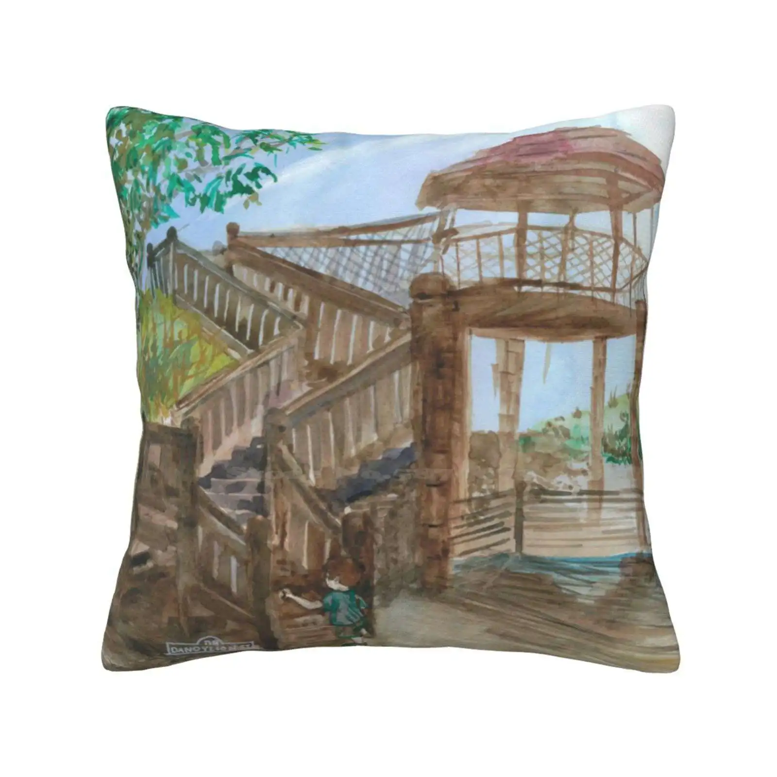 Tree House Drawing Pillows Case Bedroom Home Decoration Treehouse Patio Climbing Adventure Pirates Neverland Sketch Watercolor