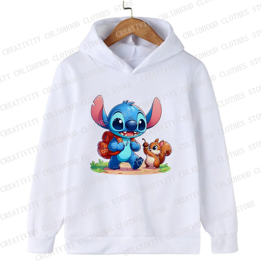 Stitch Children Girl Boy Hoodies Disney Little Monster Kids Pullover Anime Cartoons Casual Clothes Kid Kawaii Tops Sweatshirts