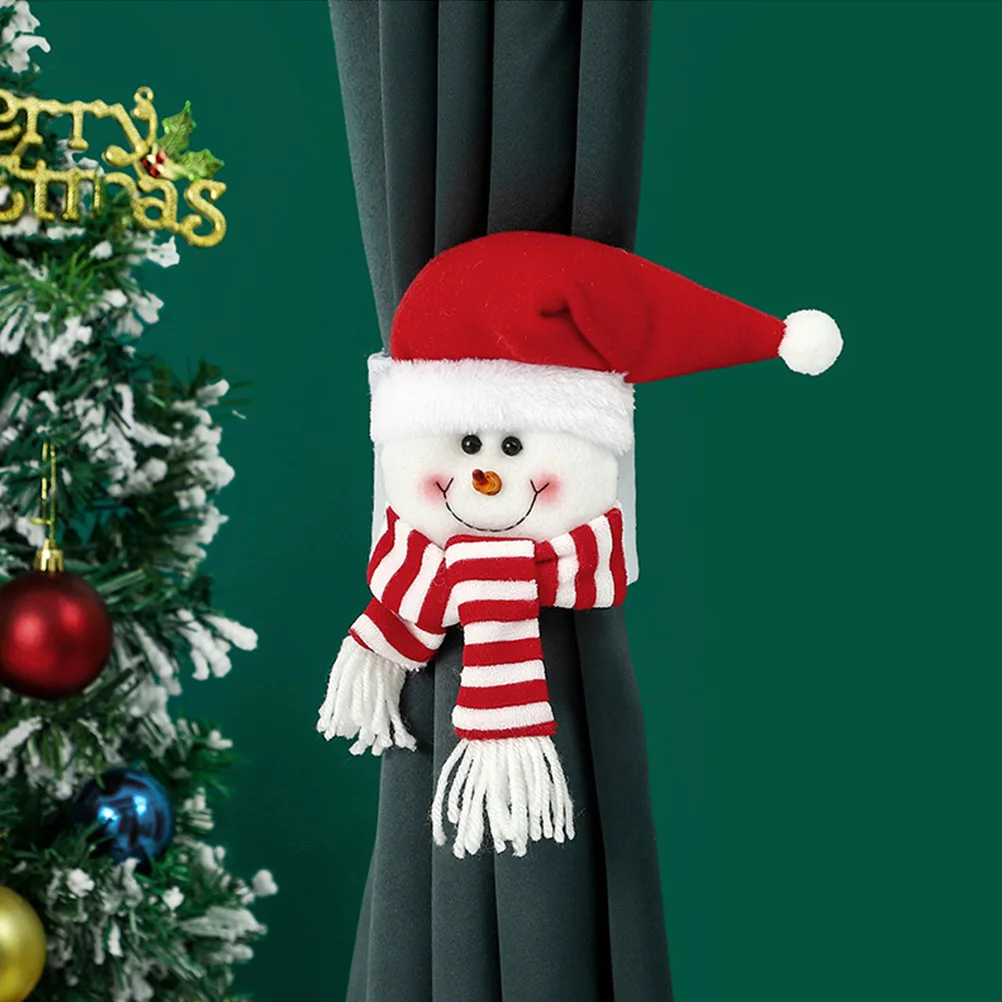 

4pcs Christmas Curtain Buckle Tieback Non-Woven Fabric Xmas Curtain Holder For Living Room Bedroom Window Decoration Home