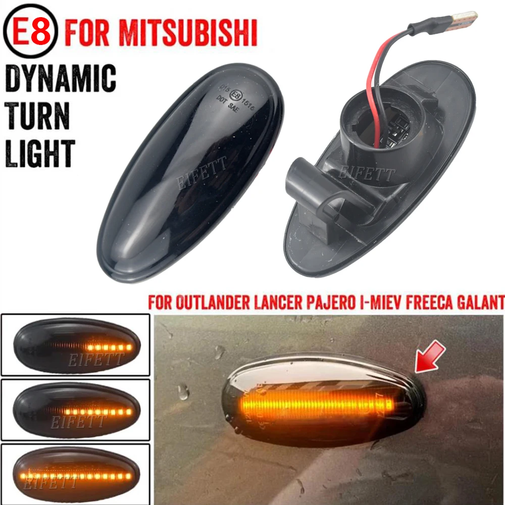 2x LED Dynamic Side Marker Lights For Mitsubishi Lancer 8 Montero 3 Pajero 3 Outlander 1 Delica 4 i Miev Space Turn Signal Lamps