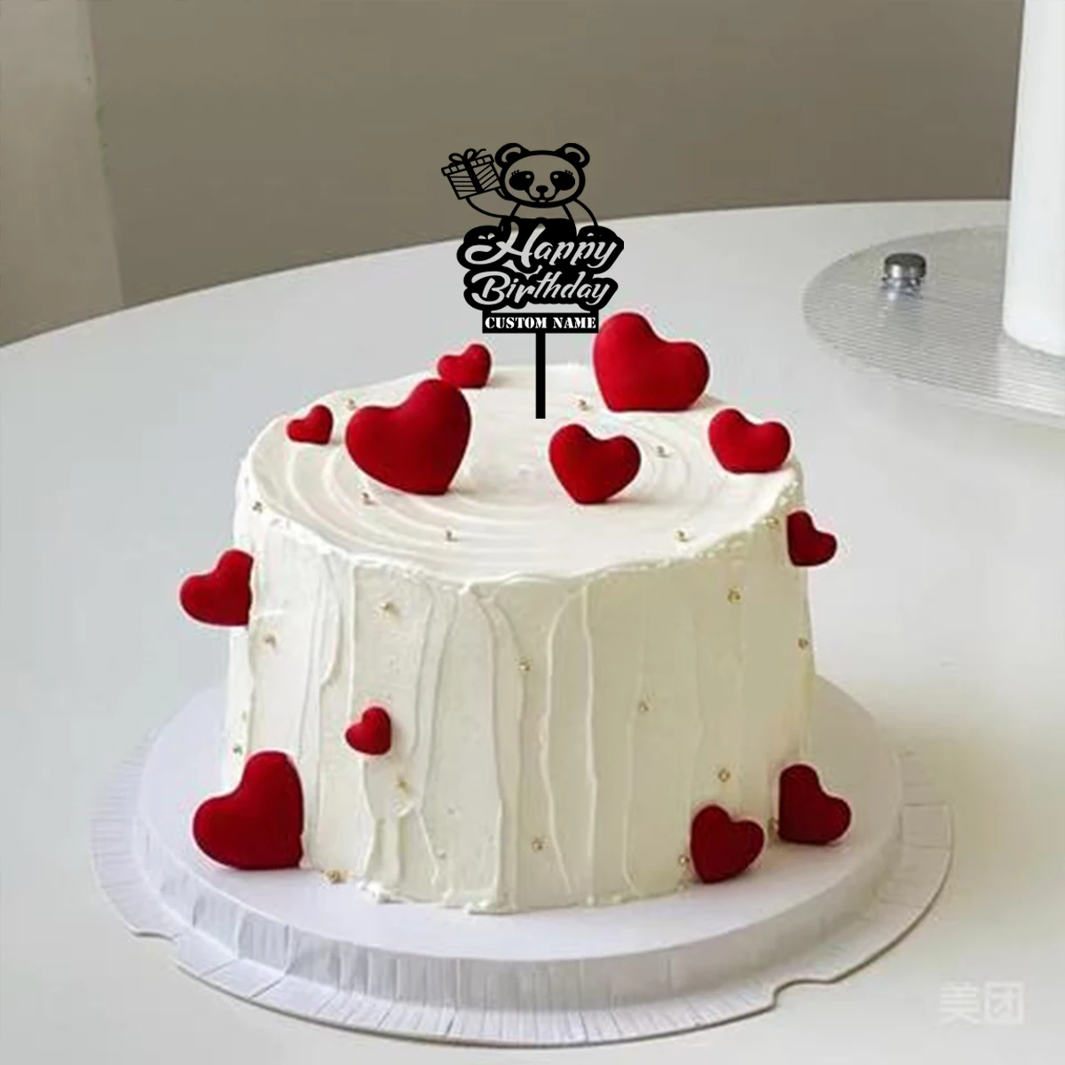 1PC Cute Happy birthday wishes with a bear pattern Customized Name Cake Topper Bar Topper Supplies Wedding Favor Gift - view 4