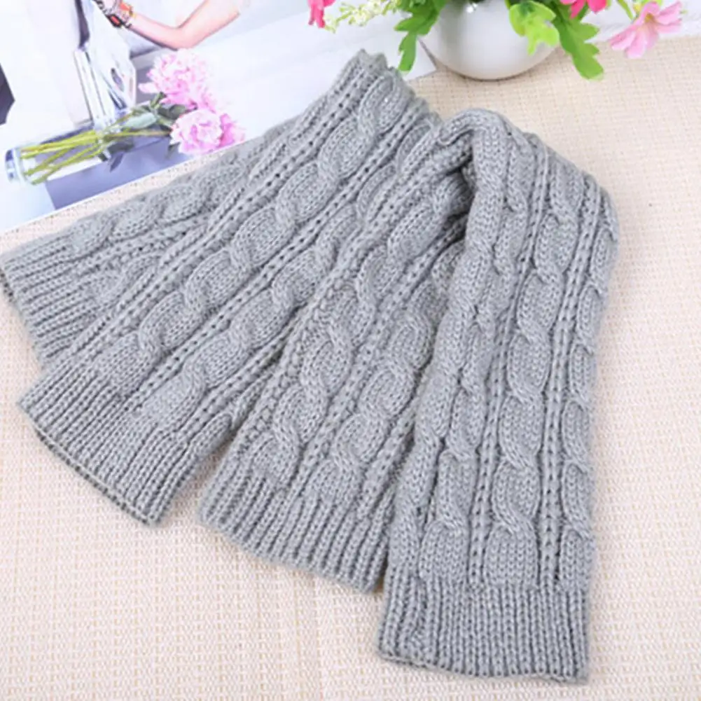 Arm Warmers Fingerless Thumb Hole Super Soft Knitted Stretchy Cold Resistant Solid Color Winter Women Long Sleeves Gloves Mitten