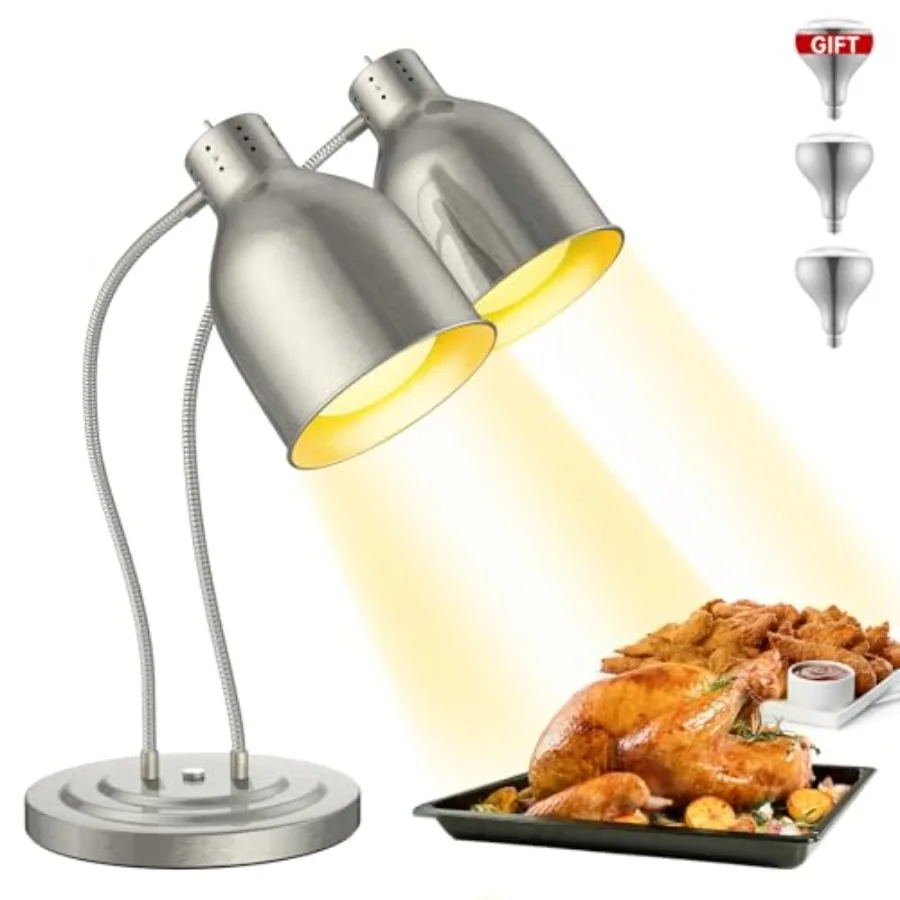 

Food Heat Lamp for Buffet, Parties, Catering, Restaurant, Kitchen, Home: Stainless Steel, Silver, 500W Rapid Stable Heating 2-H