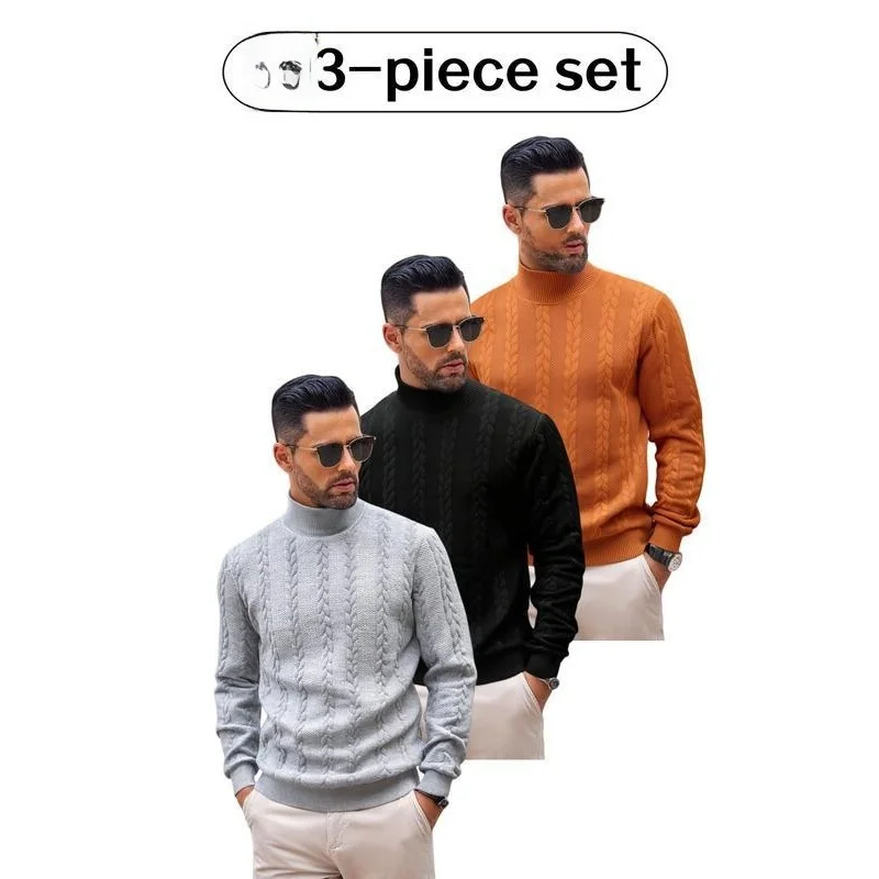 Suéter de Tricô Gola Alta Z 73511 Masculino de Lã, Suéter Gola Alta Transfronteiriço Não Encolhível, Cardigã Feminino de Mang...