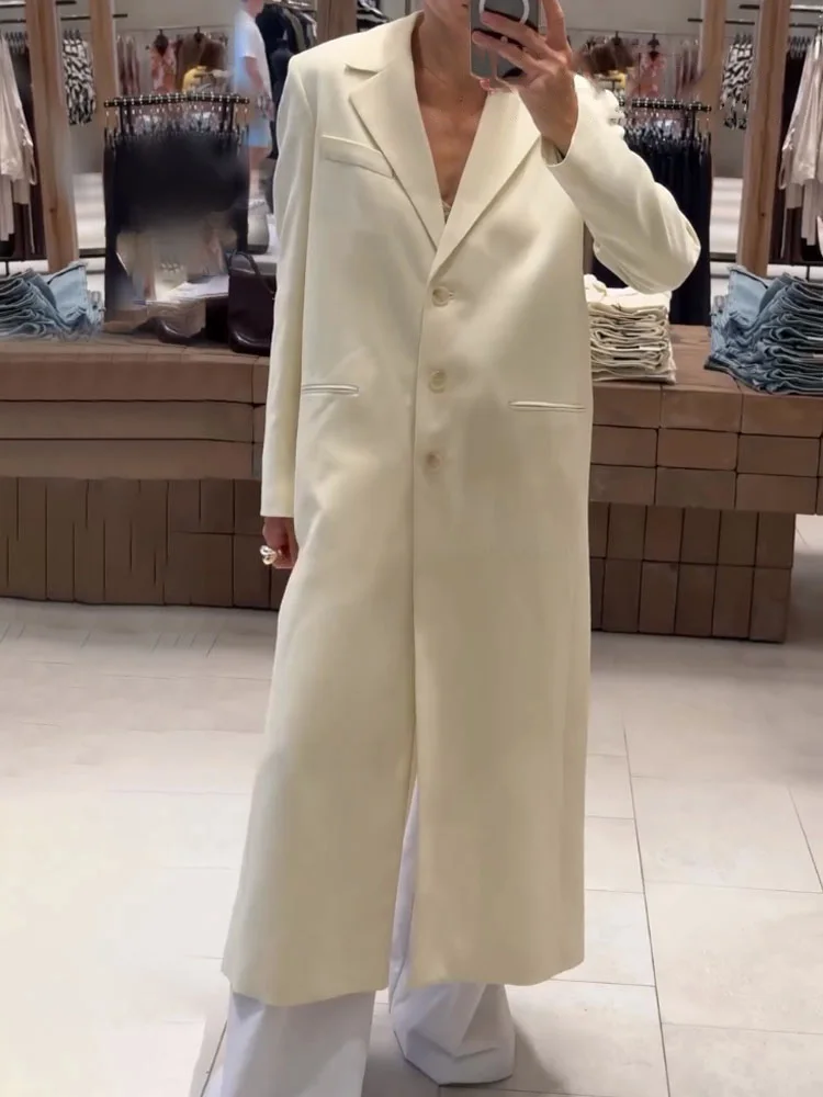 

HH осень-зима женская мода с карманами однобортное длинное пальто женская темпераментная уличная куртка с лацканами и длинными рукавами