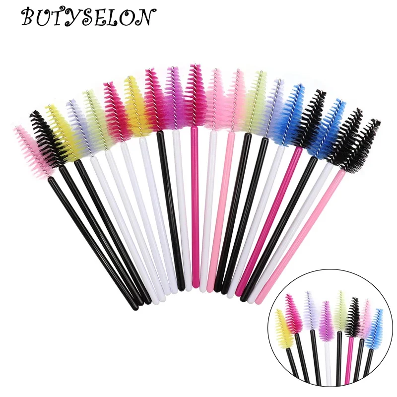 200Pcs Handle Disposable Water Drop Shape Cosmetic Brush Nylon Mascara Wands Lashes Makeup Brushes Eyelash Extension Tools