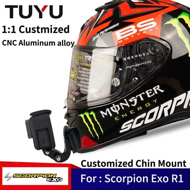 TUYU Scorpion Exo R1 EXO-R1 EVO Kask Niestandardowe aluminiowe mocowanie podbródka do kamery GoPro Insta360 X4 X3 X2 One Rs DJI34