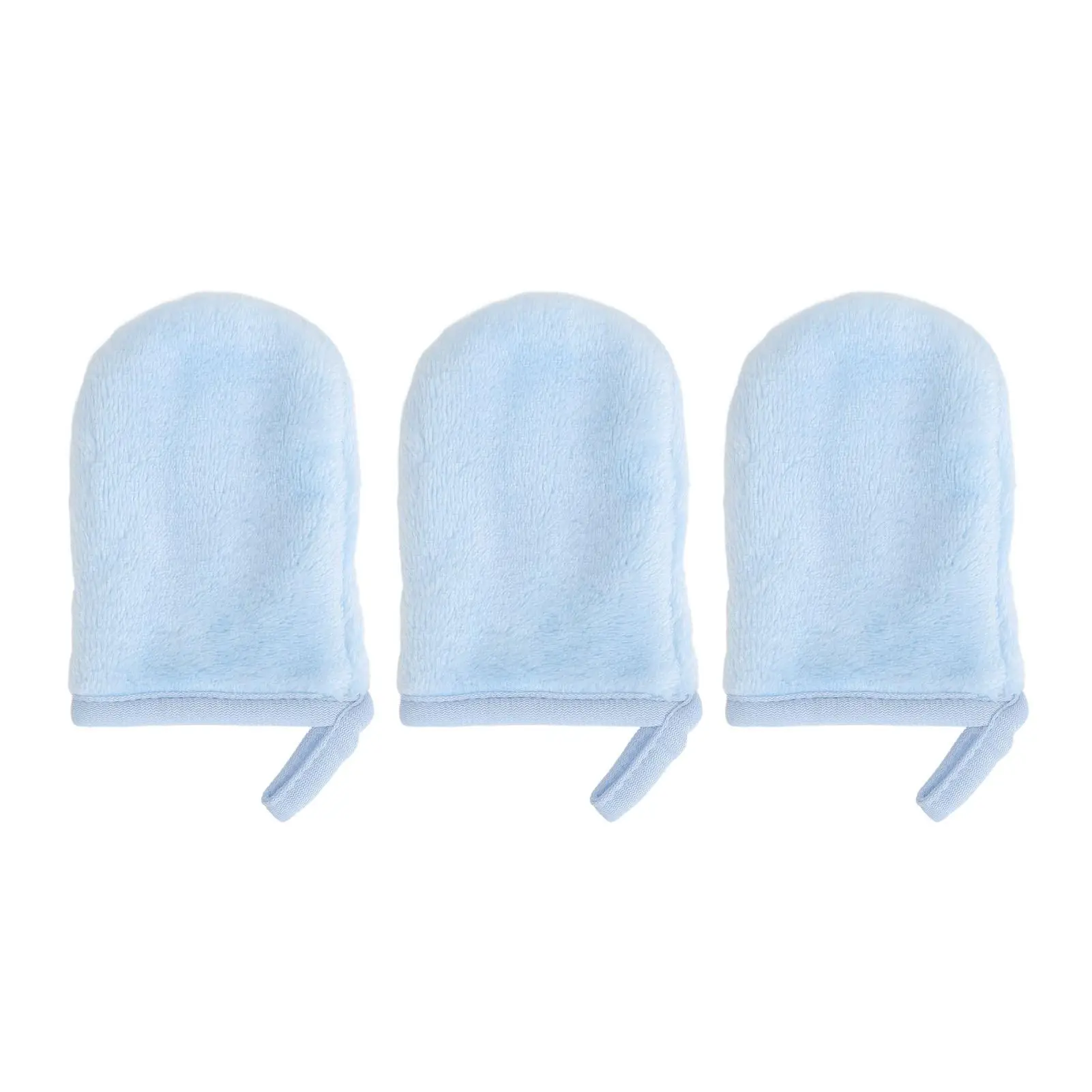 Reusable Makeup Remover Gloves 3 Piece Soft Microfiber Flannel Face Body Wash Mitts for Bath Spa
