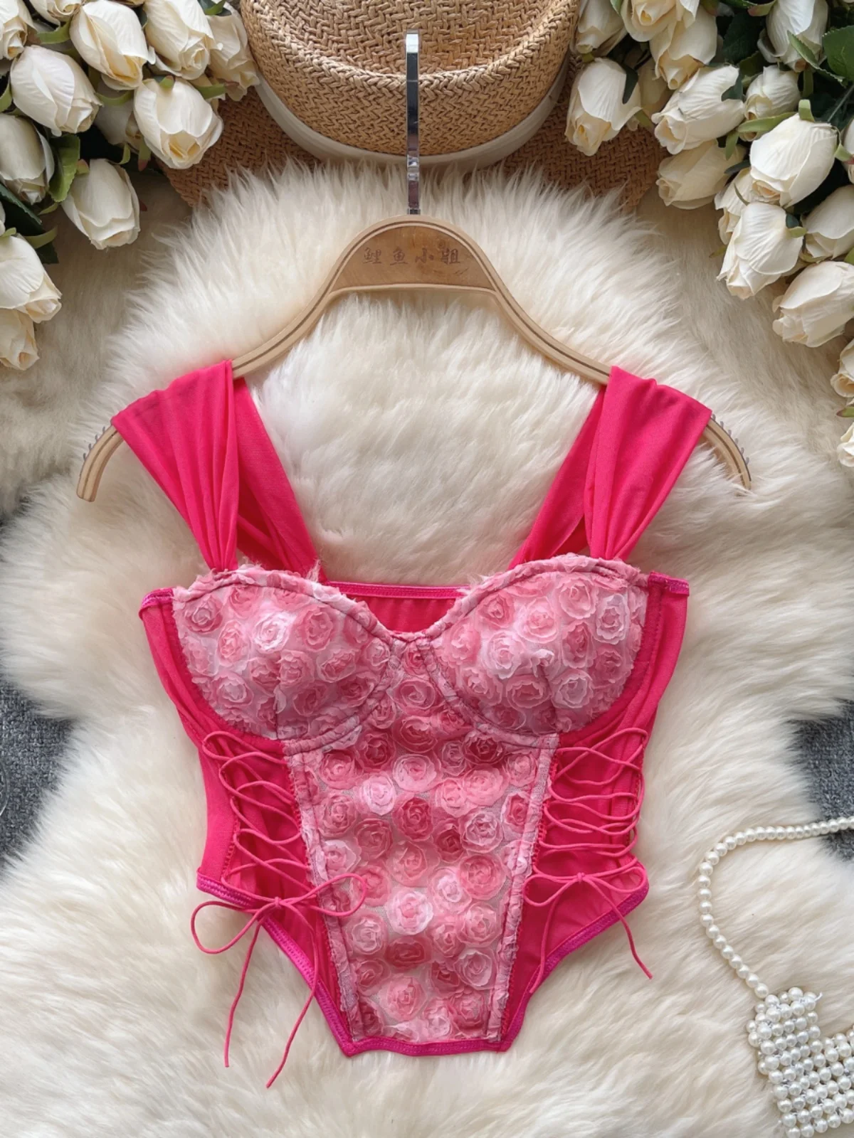

Dopne Pure Desire Spicy Girl Sle укороченный топ на бретельках для женщин романтическая атмосфера дизайн с узлом сладкий молочный маленький топ