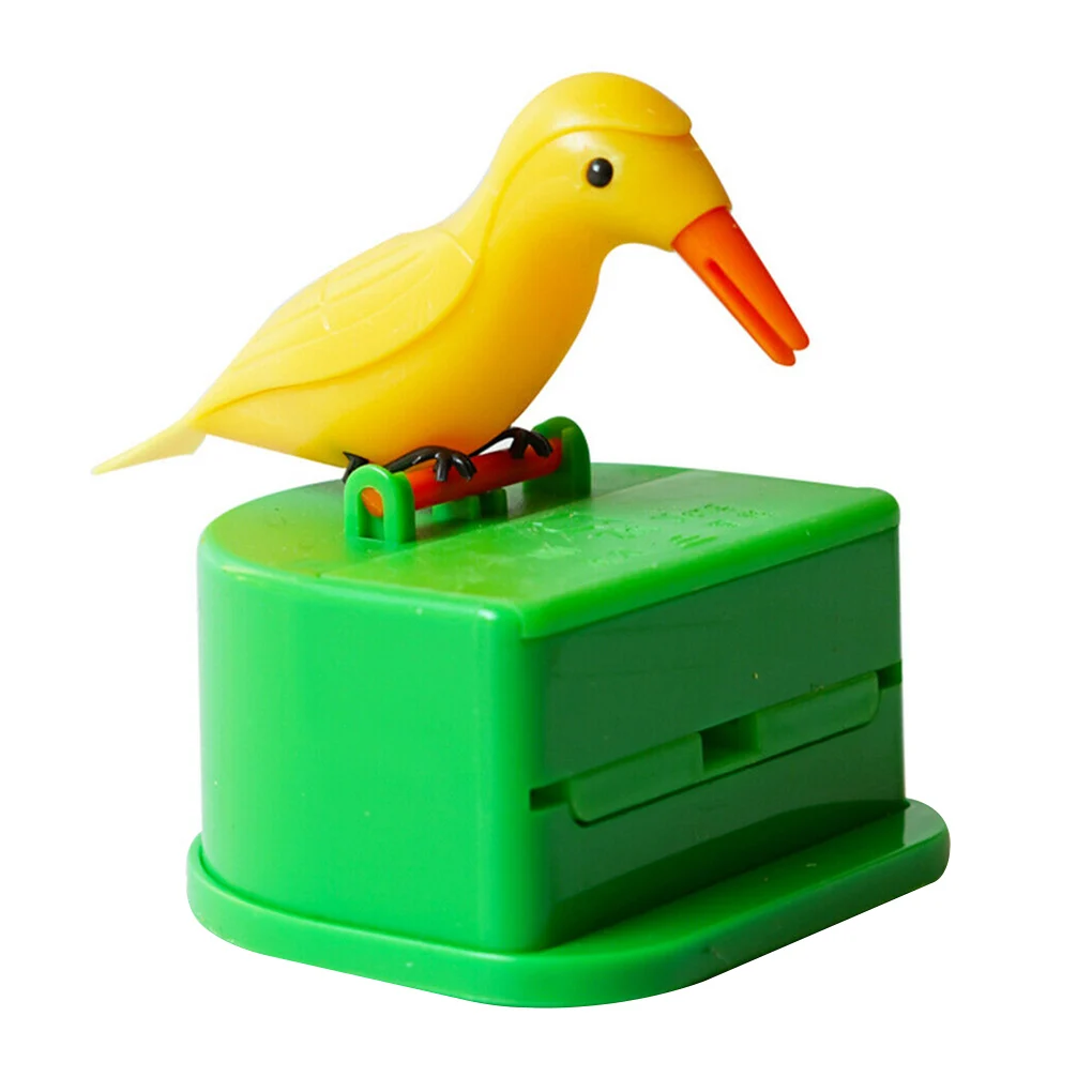 Toothpick Box Toothpick Storage Case Automatic Dispenser Bird Shape ABS Plastic Holder, Yellow, Pink