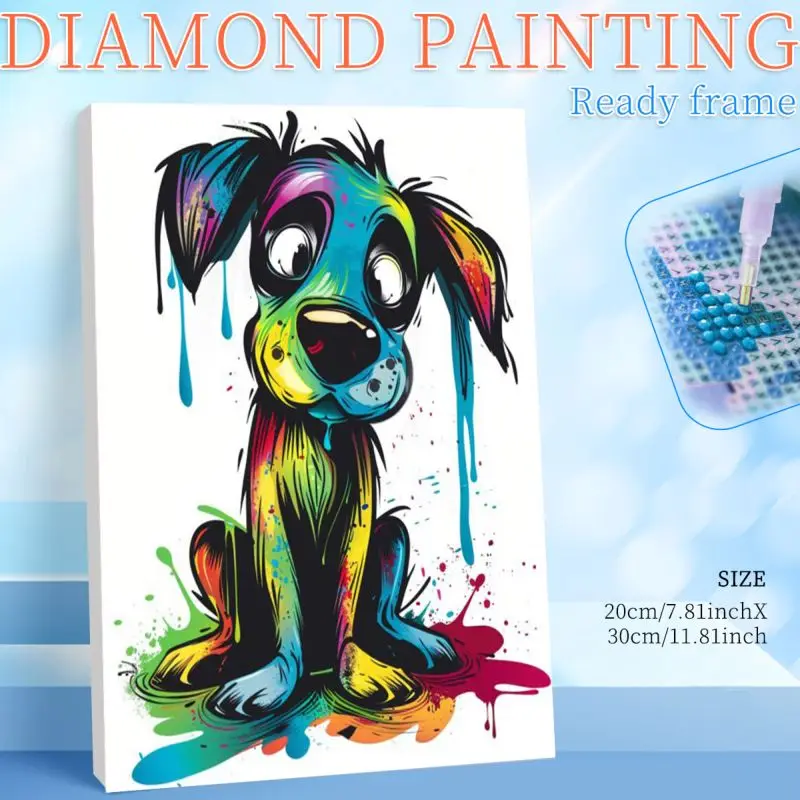 

RUOPOTY Colorful Puppy Diamond Painting Kits Diy Crafts Diamond Art Kits For Adults Animal Full Round/Square Abstract Wall Art P