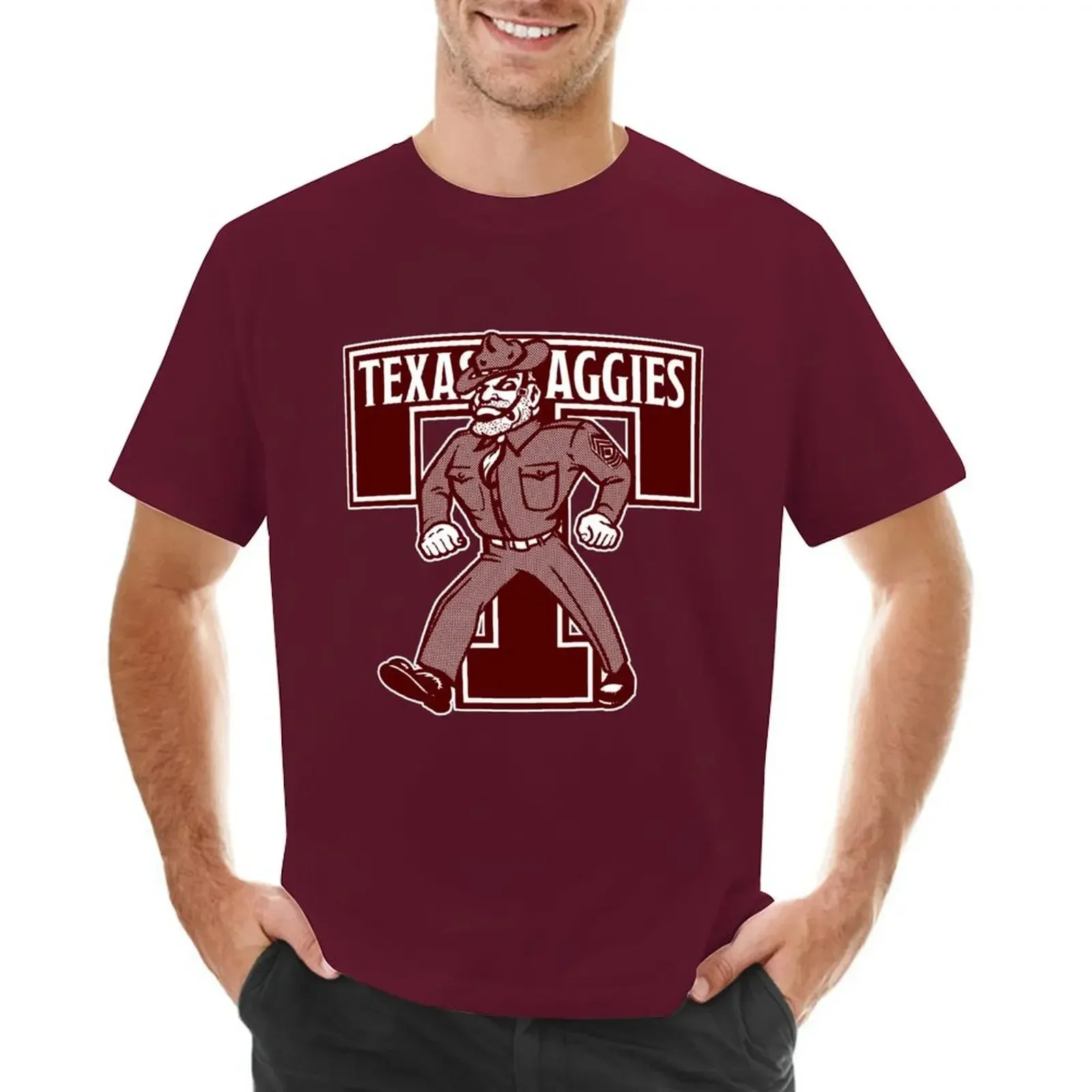 Vintage Texas AnM Aggies T-shirt tops cute clothes plain aesthetic clothing black t-shirts for men Short Sleeve Round Collar