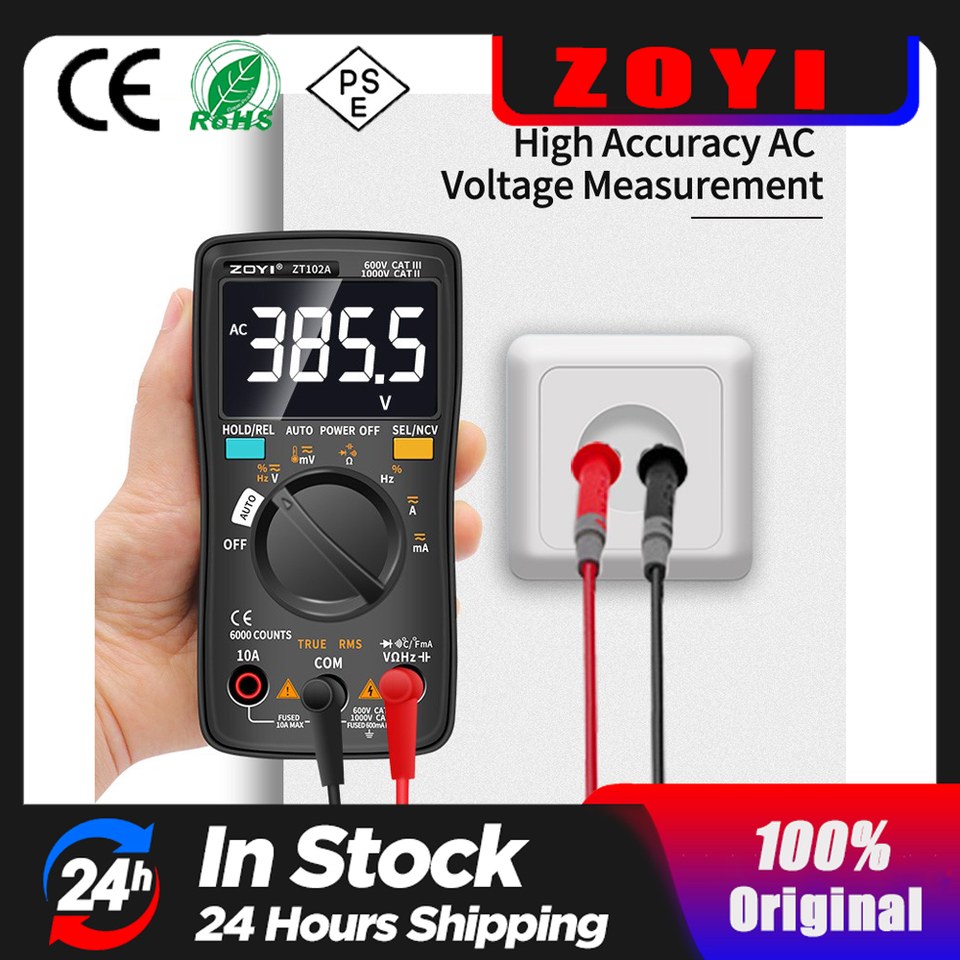  ZOYI Digital Multimeter ZT-98/100/101/102/102A Auto Ranging 6000 counts AC/DC Ammeter Voltmeter Ohm Hz Ture RMS tester Portable 