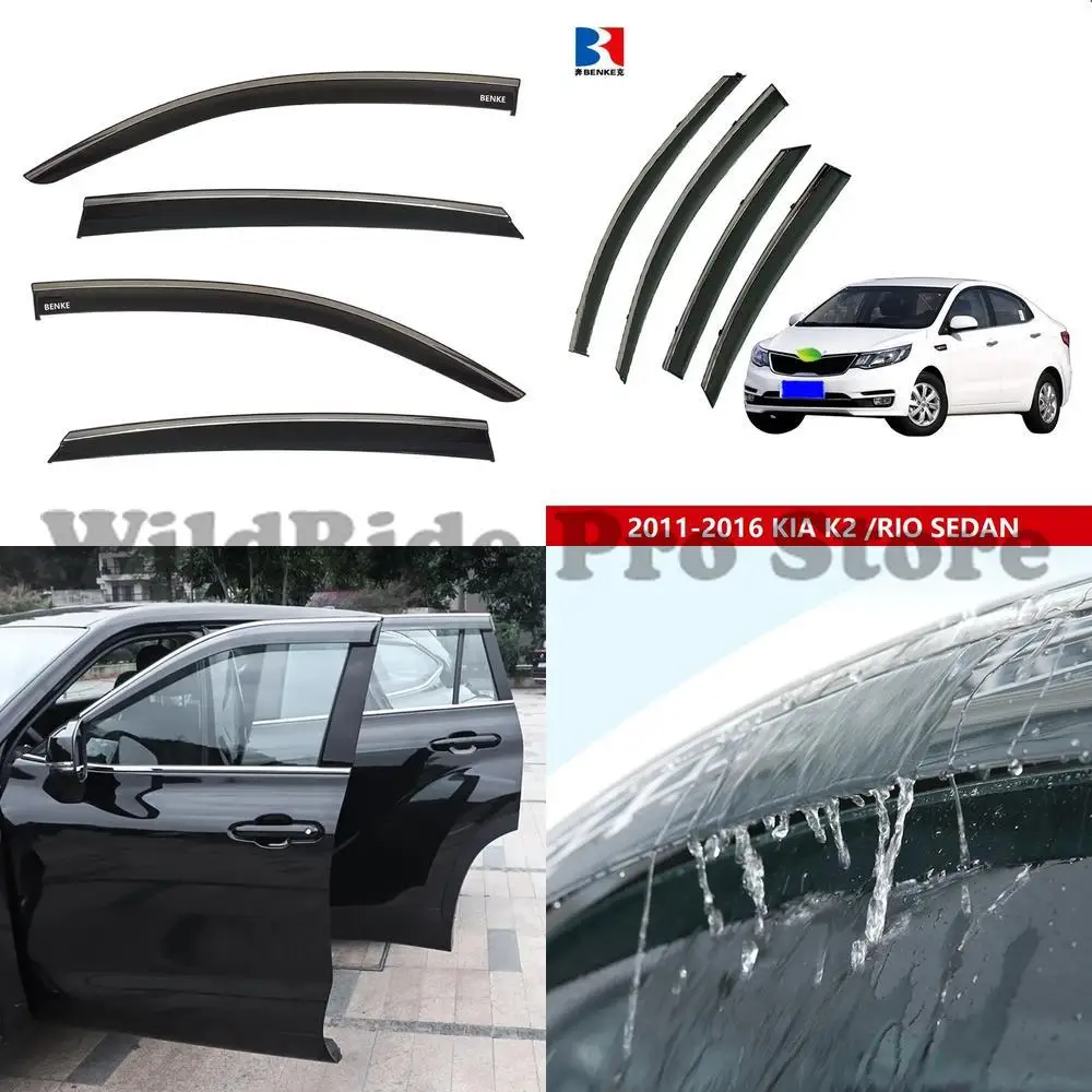 

1 set for Kia K2 Sedan Rio Sedan 2011 2016 Exterior Parts Window Vent Visor Sun Shade Wind Deflector