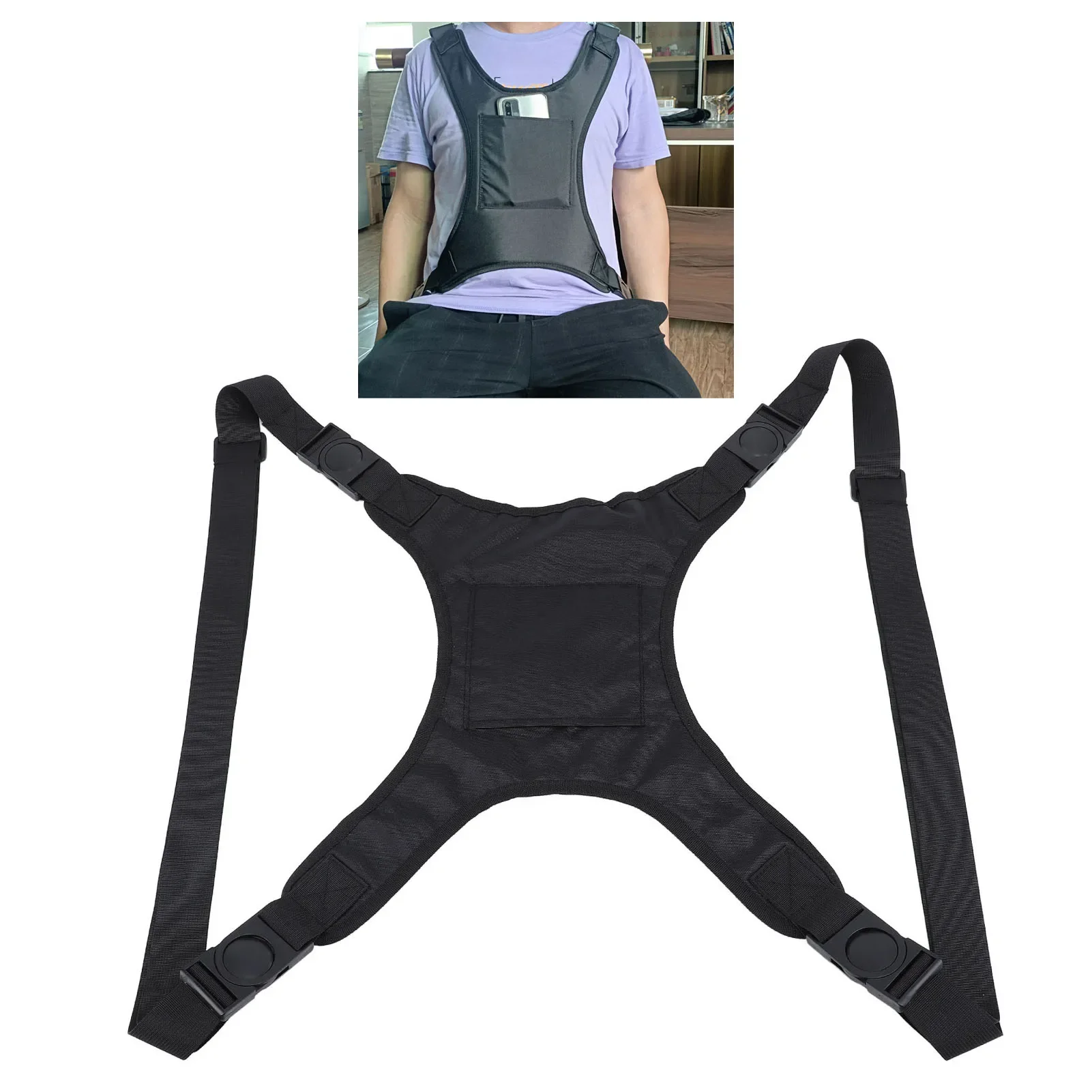 Wheelchair Vest Positioning Belt Restraint Harness Wheelchair Seat Belt Dual Shoulder Strap Length Breathable for Elderly