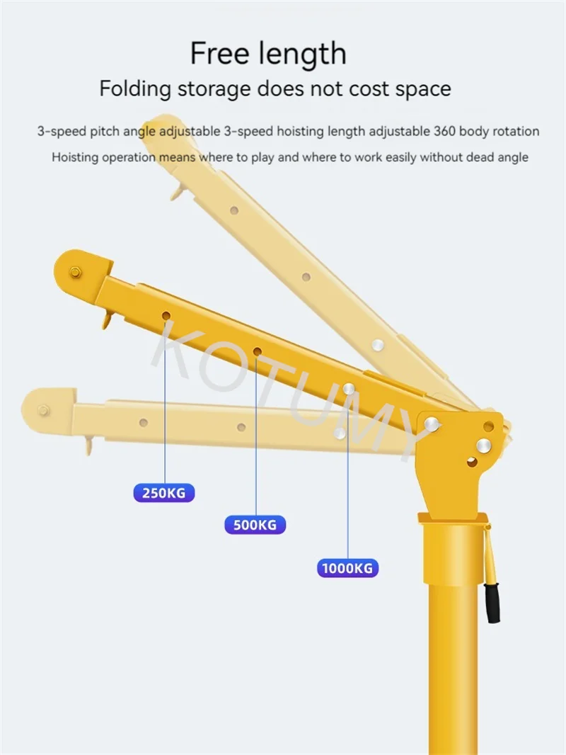 500KG Household Electric Hoist Wall Bracket Crane 12V 24V Portable Small Lifting Crane For Home Decoration