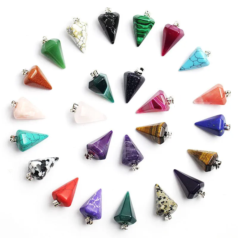 amethyst keychain Pendant Reiki Healing Cone Amethyst Charm Pendulum Pendants For Divination Dowsing Reiki Crystals