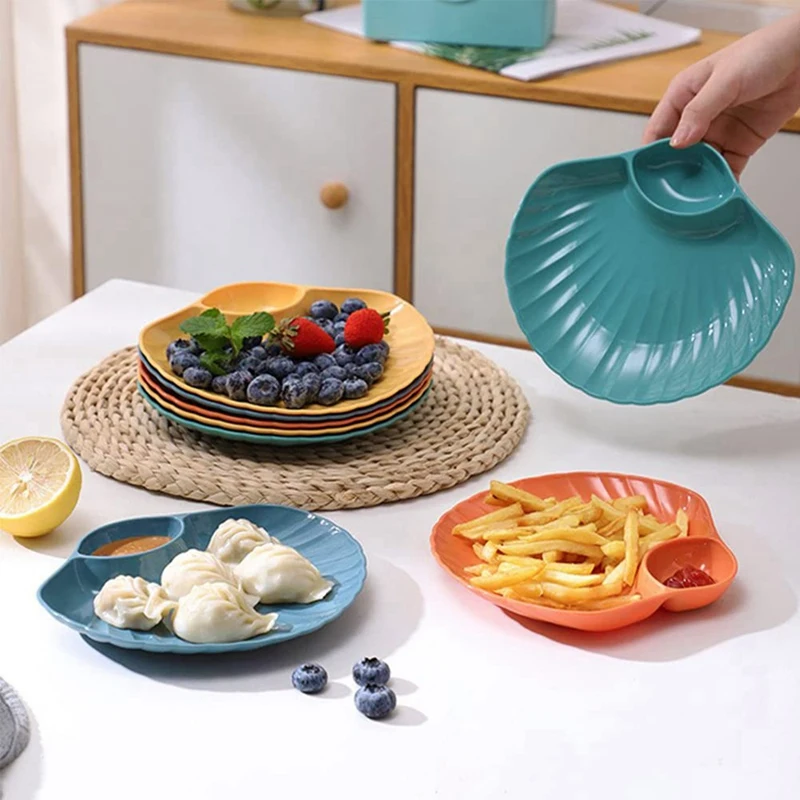 Multicolor Shell Bone Spitting Dish Dining Table Bone Storage Tray Fruit Plate With Bottom Bracket