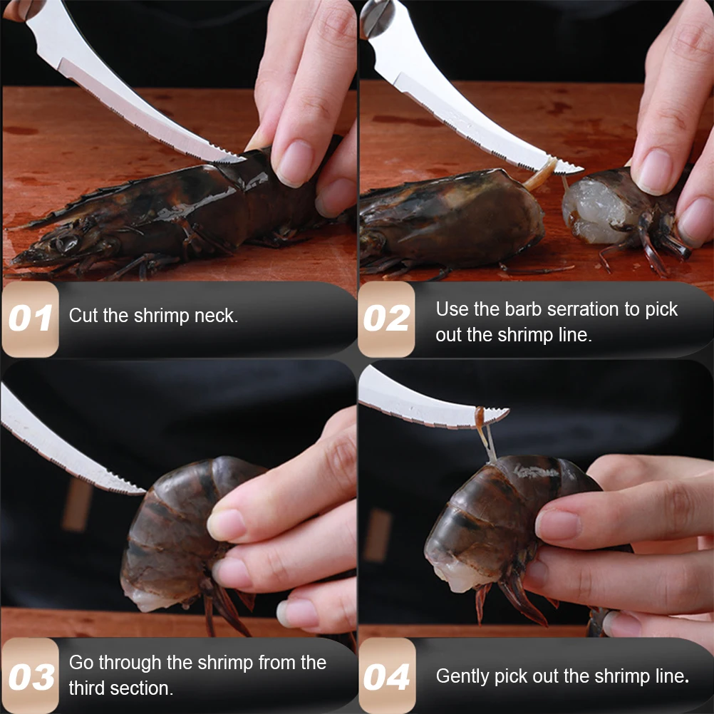 

Shrimp Cutter Seafood Tools Portable Cleaners Fish Biscuit Line Remover Stainless Steel