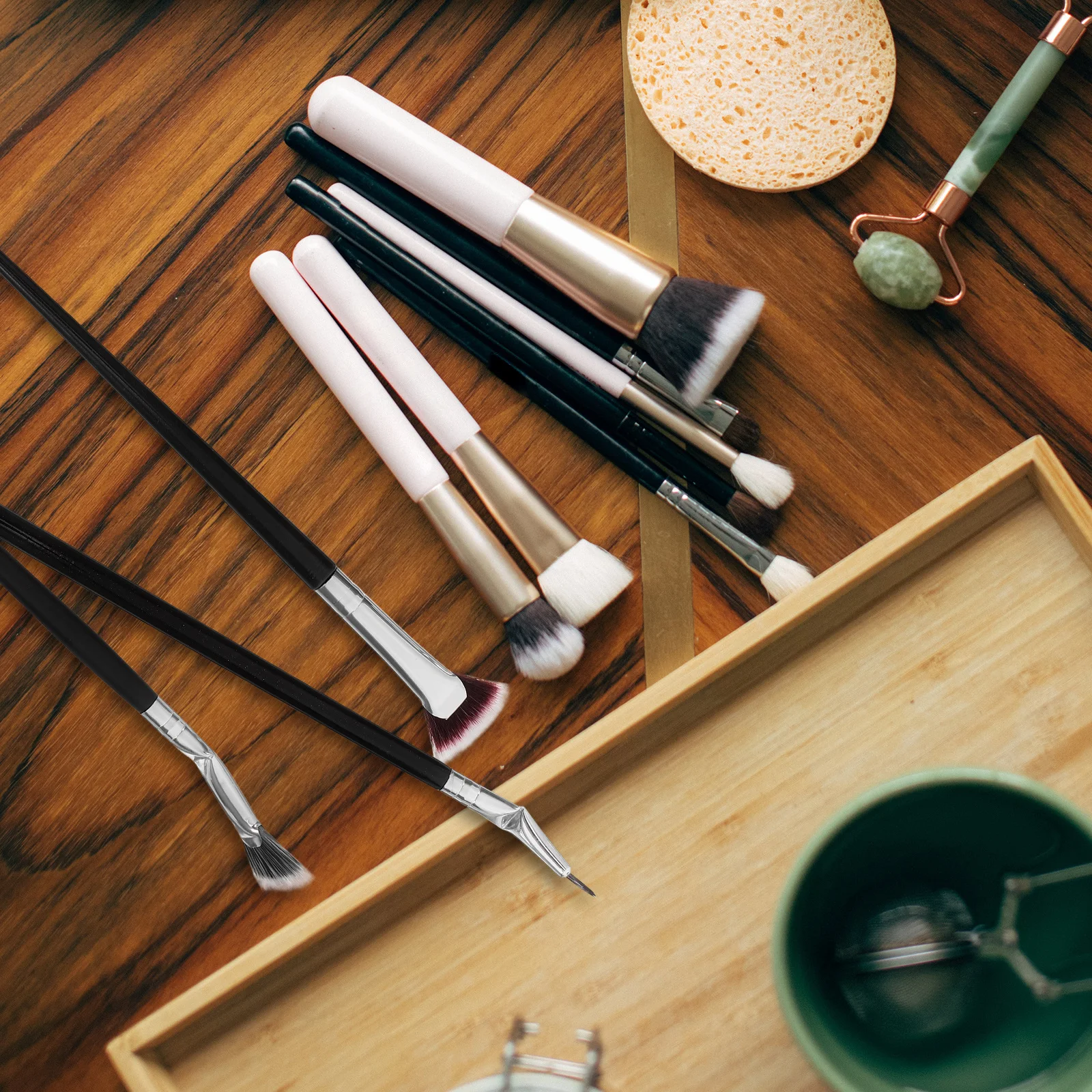 Set di 1 Pennello Pieghevole a Ventaglio per Ciglia, per Applicazione Mascara Senza Grumi, Strumento per Extension Ciglia, Pennelli per Trucco