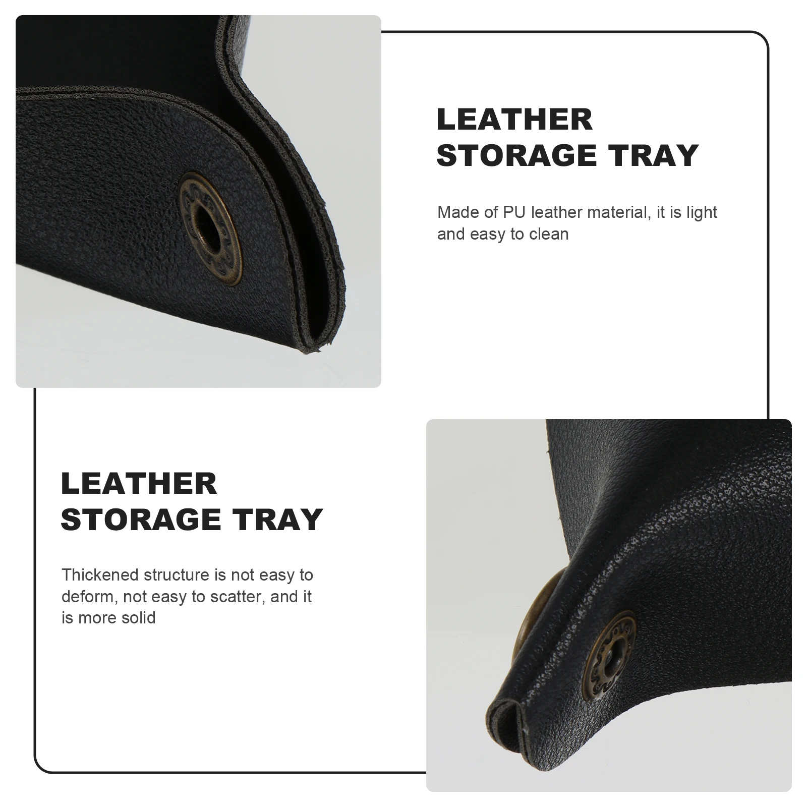 

2 Pcs PU Storage Tray Desktop ganizer Collapsible Triangle Jewelry Phone Watch Key Holder Thickened Vintage