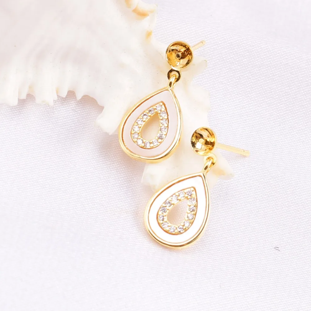 

4PCS S925 Sterling Silver Needle 18K Gold Wrapped Plated Brass Earring Settings Diy Jewelry Pearl Earrings Accessories
