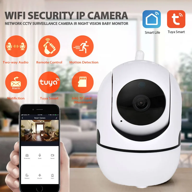 

Aoskrama Tuya Mini Smart HD 1080P WIFI Network IP Camera Nigth Vision Baby&Pet Tracking Monitor Camera