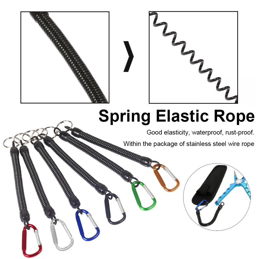 

1PC Spiral Stretch Keychain Elastic Spring Rope Key Ring Metal Carabiner For Outdoor Anti-lost Phone Spring Key Cord Clasp Hook