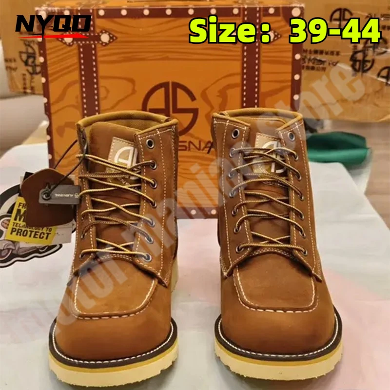 

Vintage Motorbike Riding Shoes Men Boots High Quality Cow Leather Shoes Non-slip Breathable Motorcycle Cowhide Leather Boots