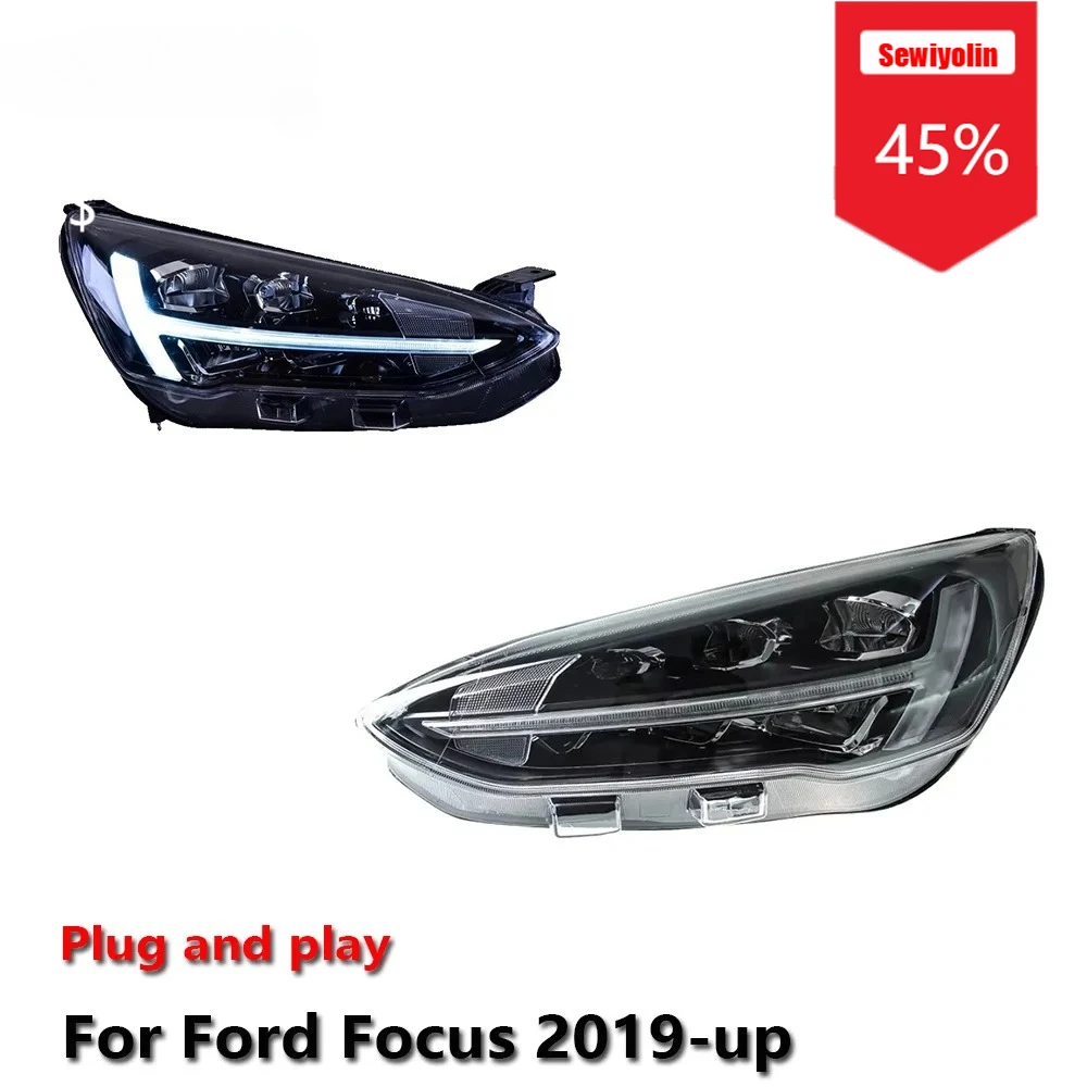 

Sewiyolin Car LED Headlight Assemblies For Ford Focus 2019-up Fog DRL Brake Turn Signal Lamp Plug and Play