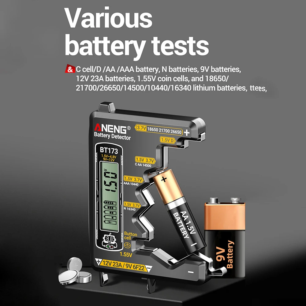 جهاز اختبار بطارية عالمي ANENG BT173 كاشف البطارية اختبار C D AA AAA N 9 فولت خلية زر متر العرض البصري اختبار أداة