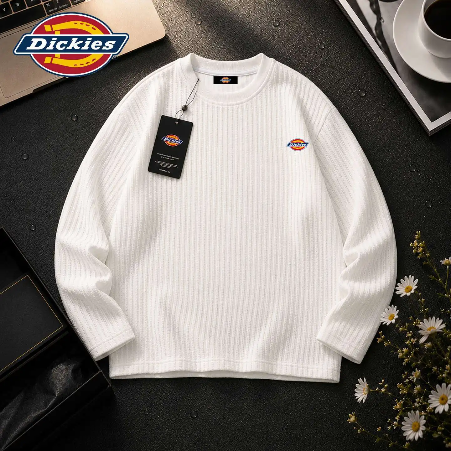 Dickies Fall New Streetwear Patchwork Crewneck Long Sleeve T-Shirt, Unisex Minimalist Casual Top