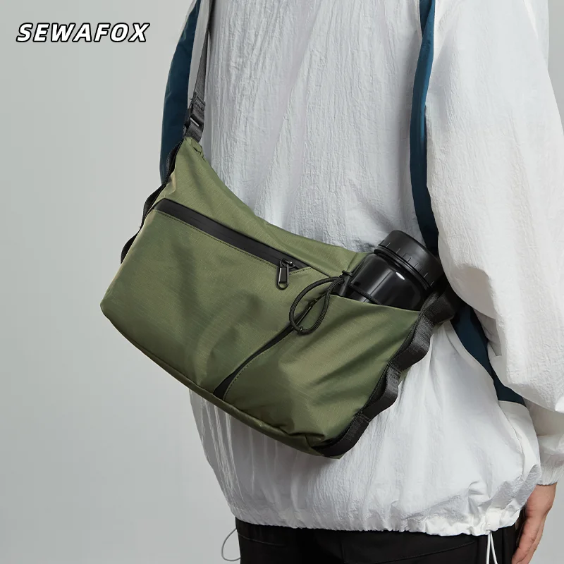 Casual Unisex Sling Bag Water Resistant Moon Shaped Crossbody Pack for Hiking Camping Daily Use