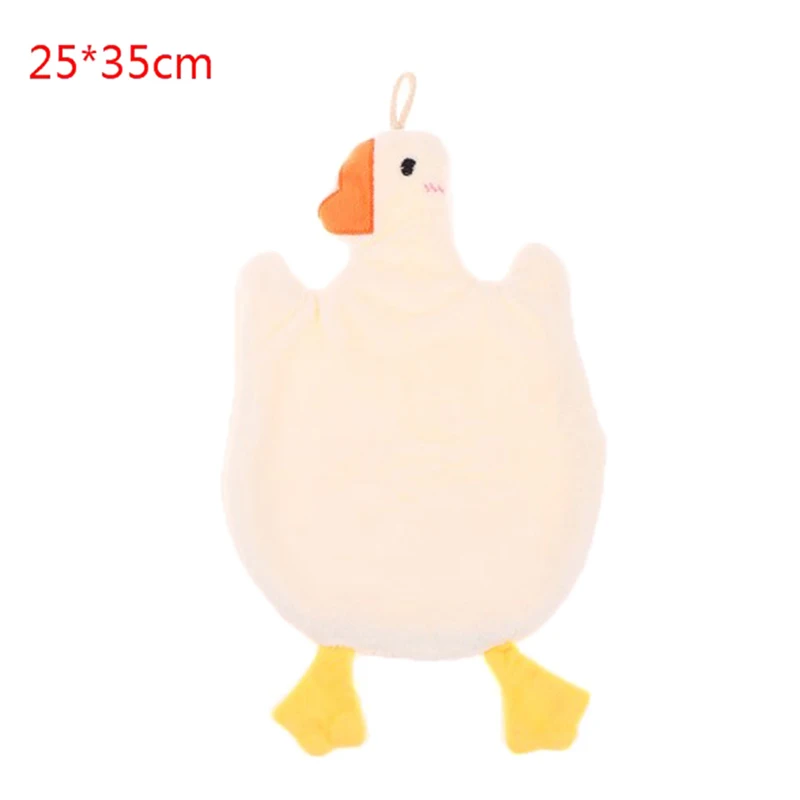 Kitchen Cleaning Cloths Cute Duck Soft Hand Towel Cartoon Absorbent Hanging Coral Fleece Wipe Clean Cloth Kids Hand Towels