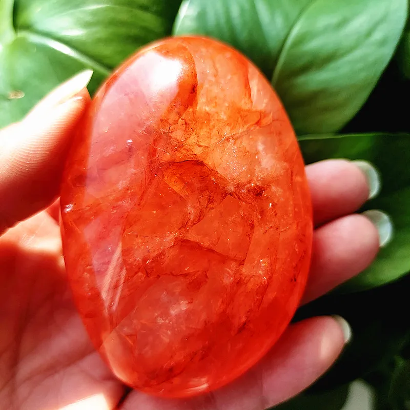 high quality Natural Stone Red Hematoid quartz Crystal  palm Home decoration Meditate  And Chakra healing crystals