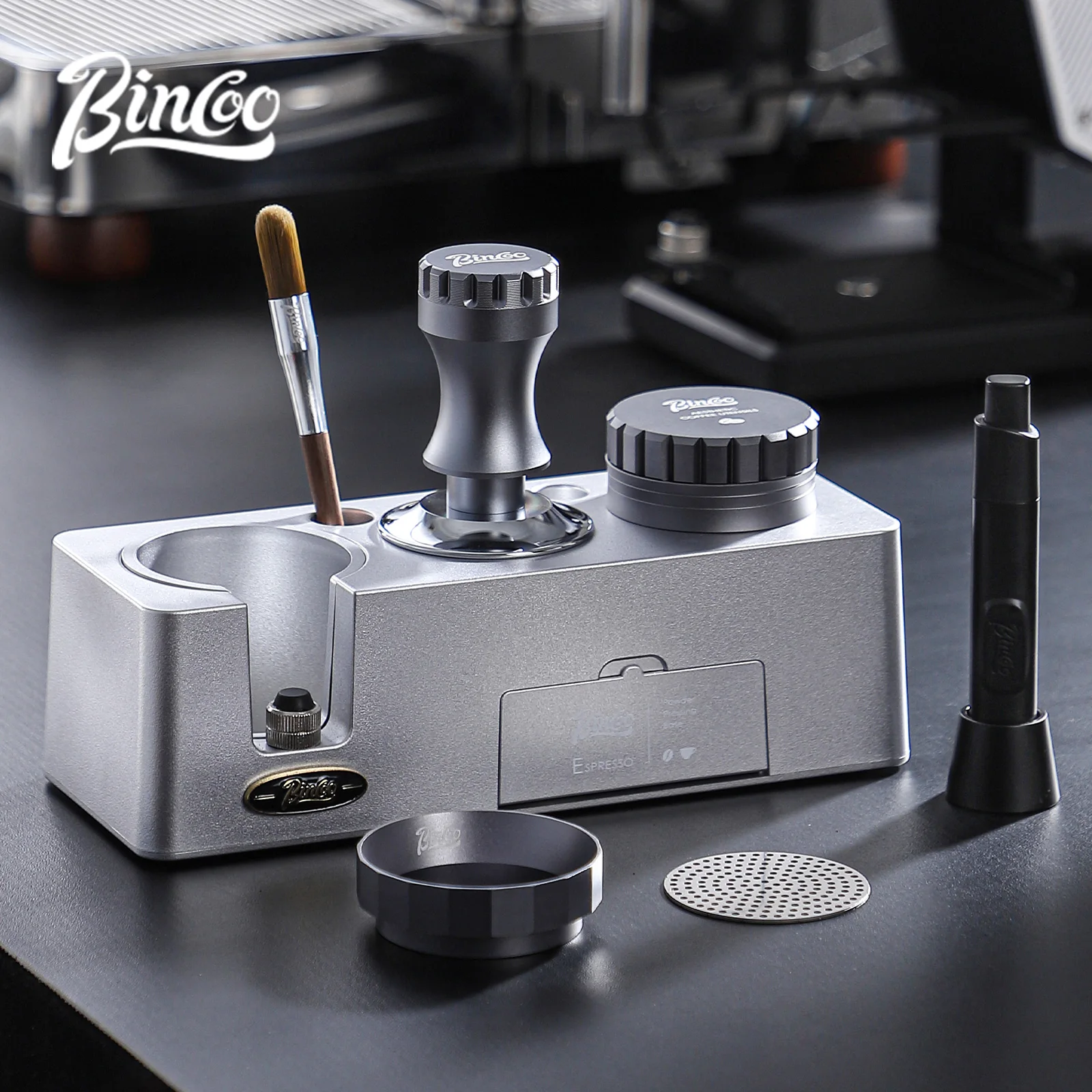 

Bincoo Coffee Tamper Station Distributor Stand Portafiler Tamping Holder Set 51/58mm Cloth Powder Machine Leveler Tools Barista