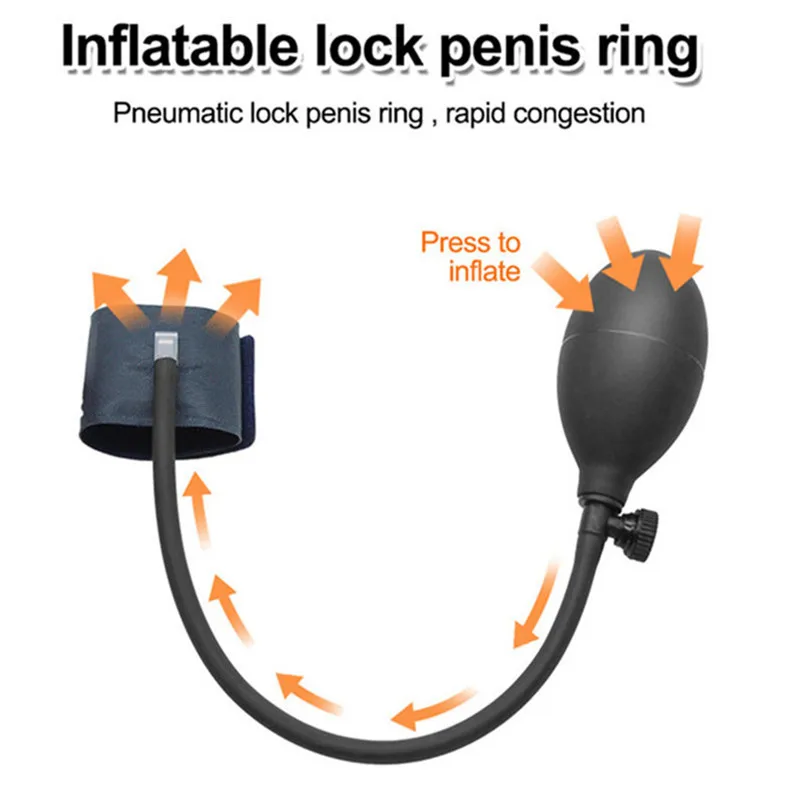 Inflatable Cock Ring Penis Massager Delay Ejaculation Cockrings Male Erection Rings Stimulate Sex Toys for Men Adult Products