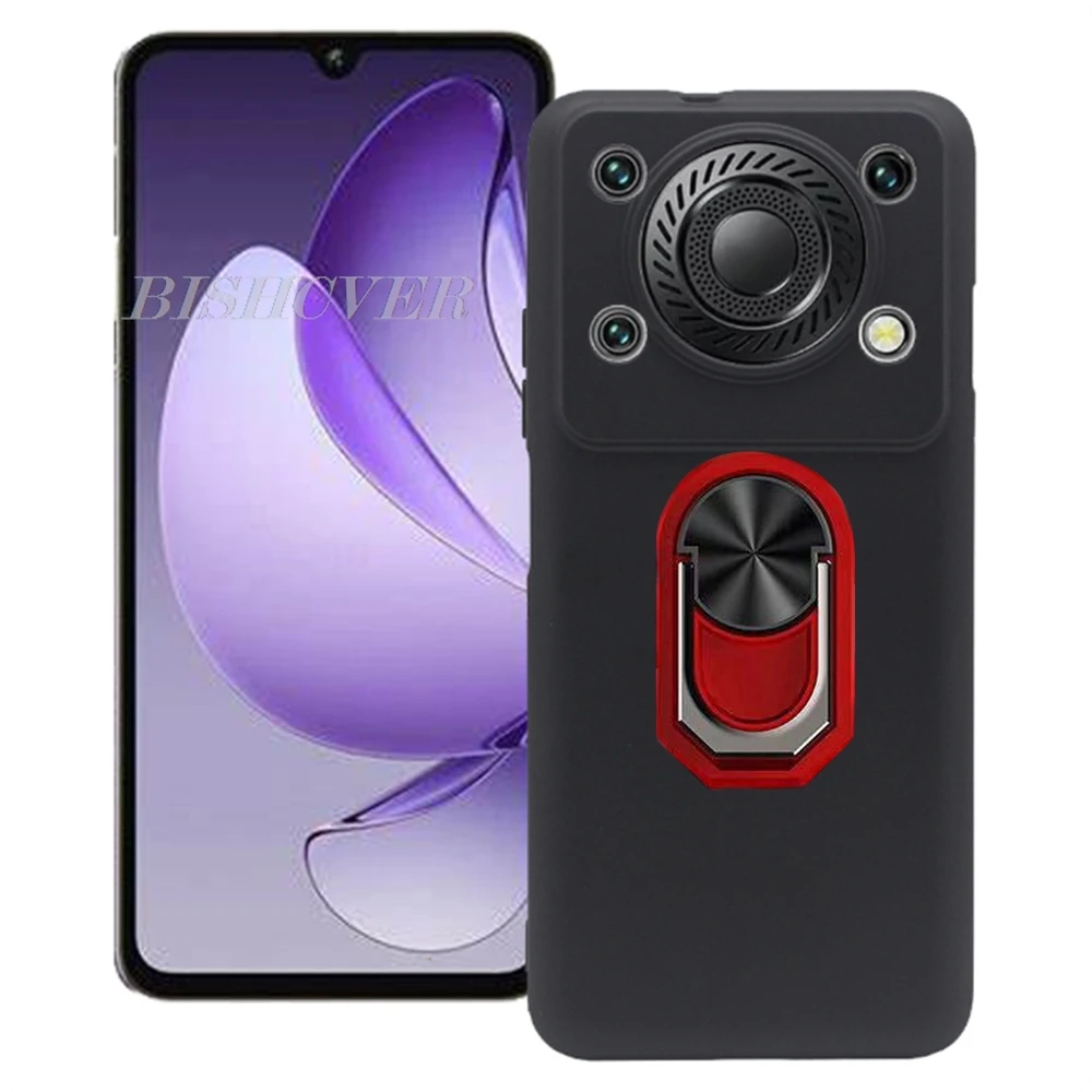 For Oukitel C60 Pro 6.88" OukitelC60Pro OukitelC60 C60Pro Back Ring Holder Bracket Phone Case Smartphone TPU Soft Silicone Cover