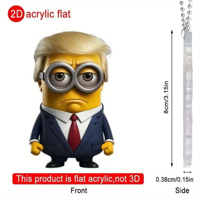 Minions Keychain Acrylic Flat Funny Figure Doll Cartoon Pendant Creative Key Ring Backpack Decoration Small Charms Gifts Trinket