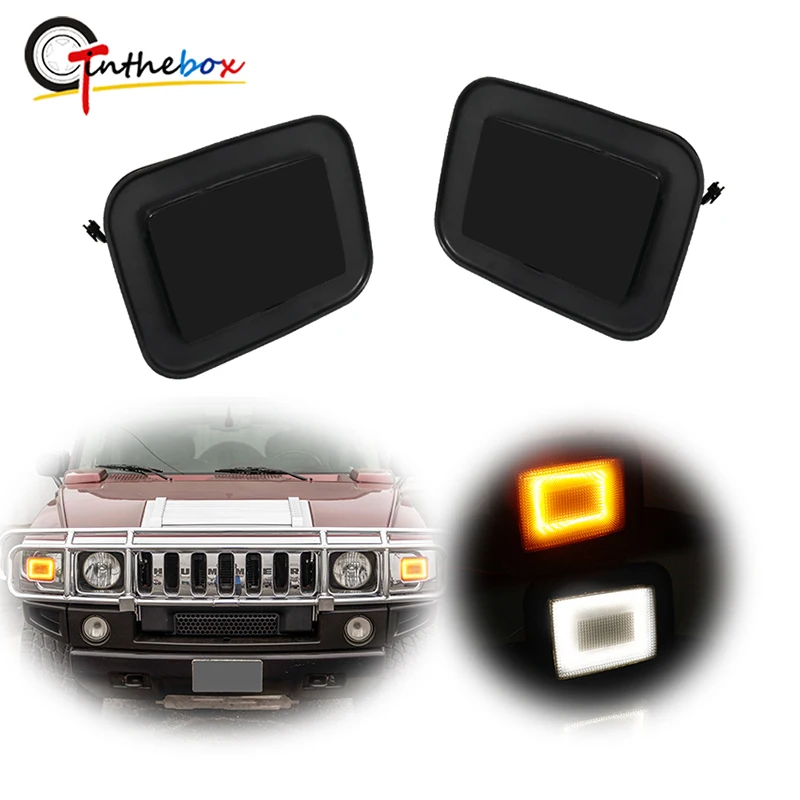 

Dual-color Amber LED Front Bumper Turn Signal Lights w/ White DRL Daytime Running Lights /Driving Lights For Hummer H2 SUV SUT