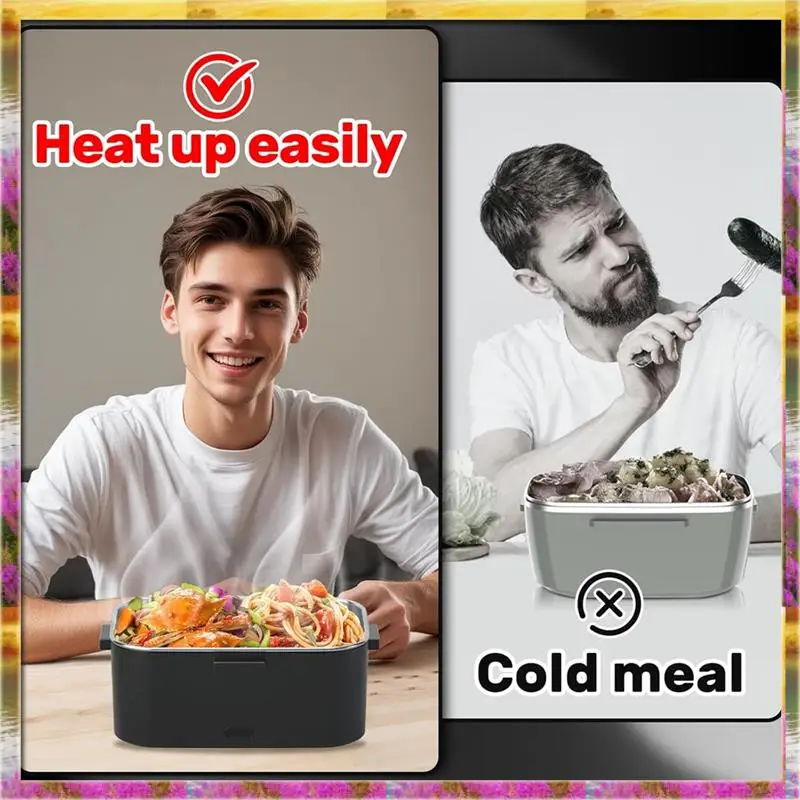 

A52Z Top Electric Heated Lunch Box Foradults 1.8L 75W Fast Heating Portable Food Heater Forcar Truck Office 12V/24V/110V US Plug