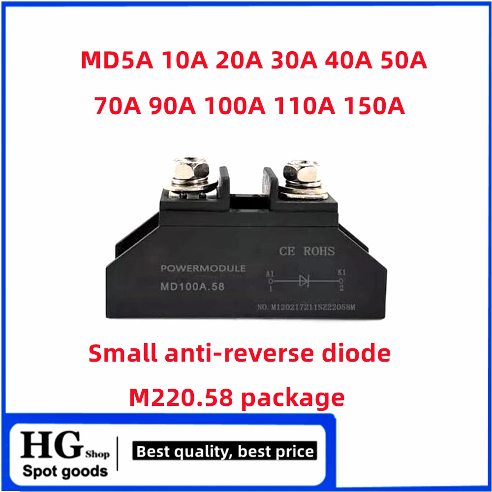 

MD100A 1000V Small anti-reverse diode MD5A 10A 20A 25A 30A 40A 50A 70A 90A 100A 110A 150A 1000V Afterflow110A Rectifier module