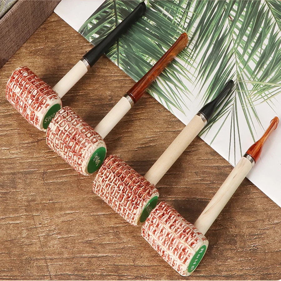 Flame Lover Tobacco Smoking Pipe Natural Corncob Corn Disposable Straight Handle Corn Cob Pipe Smoke Cigarette Accessories Gift