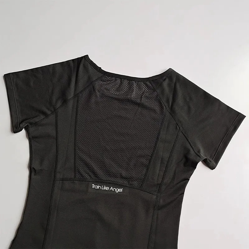 Damen-Sport- und Fitness-Kurzarmshirt, Rundhals-Pullover, atmungsaktives, schnelltrocknendes Mesh-Yoga- und Fitness-T-Shirt – Detail 11