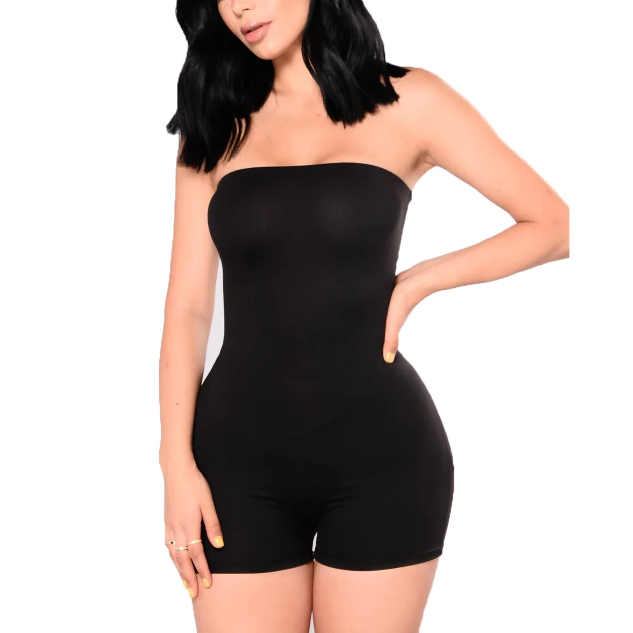 

Women s Summer Bodysuit Strapless Off Shoulder Bodycon Short Pants Jumpsuit Tube Romper