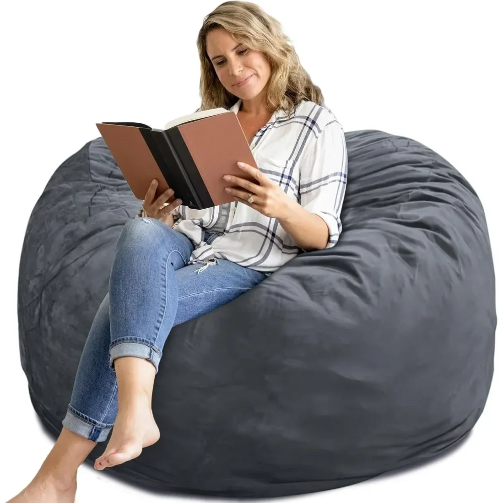 

Bean Bag Chair 4Ft, Memory Foam Filled, Removable Velvet Cover, Giant Bean Bag Chairs for Adults and Teens, Round Sofa Chair