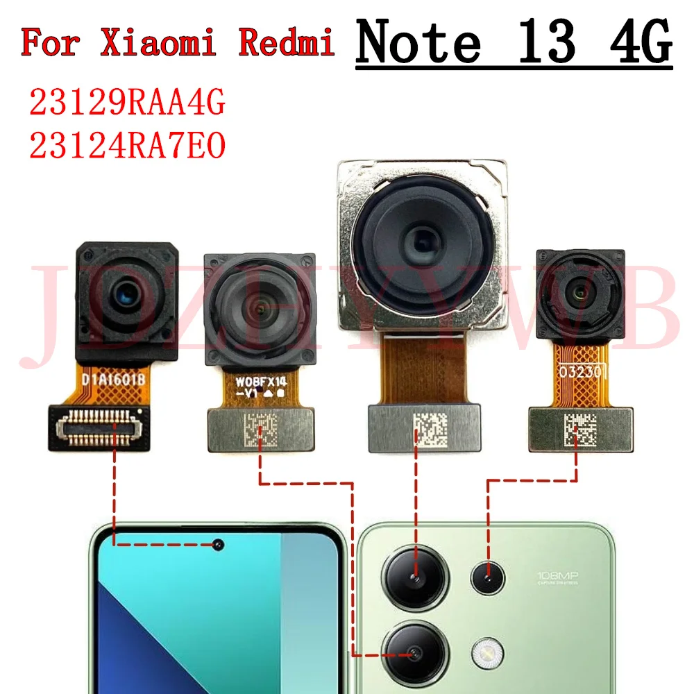 

Задняя передняя камера для Xiaomi Redmi Note 13 4G Note 13, фронтальная широкоугольная задняя часть, модуль основной камеры, детали гибкого кабеля