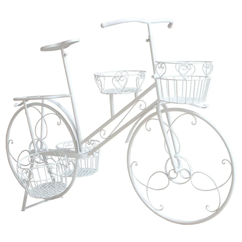 Creative retro bicycle flower rack European style wrought iron multi-layer courtyard garden balcony decorative ornament flower p