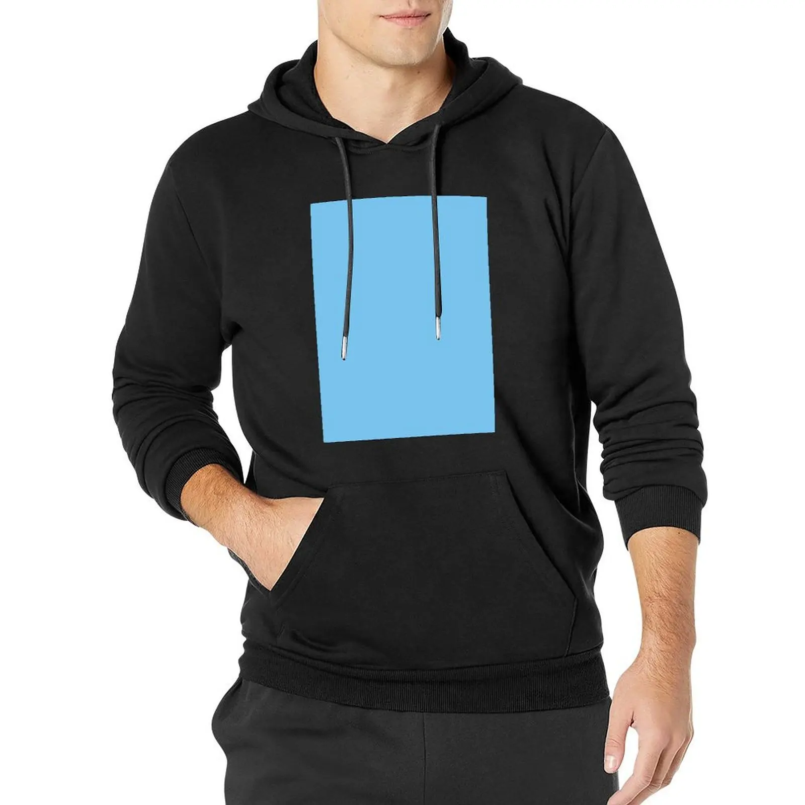 

Pale Blue Flat Color Pullover Hoodie men clothes men's coat man hoodie