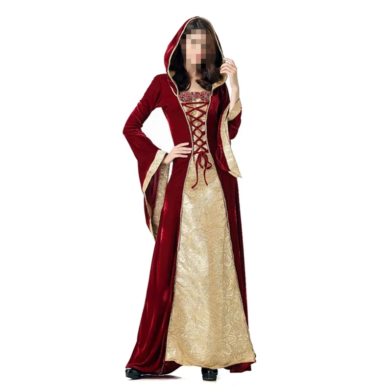 New Arrival Halloween Costume Gothic Renaissance Medieval Mythic Fancy Dress Long Sleeves Court Queen